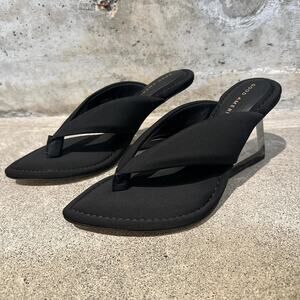 Good America Size 7.5 Black Good American clear block heel sandals